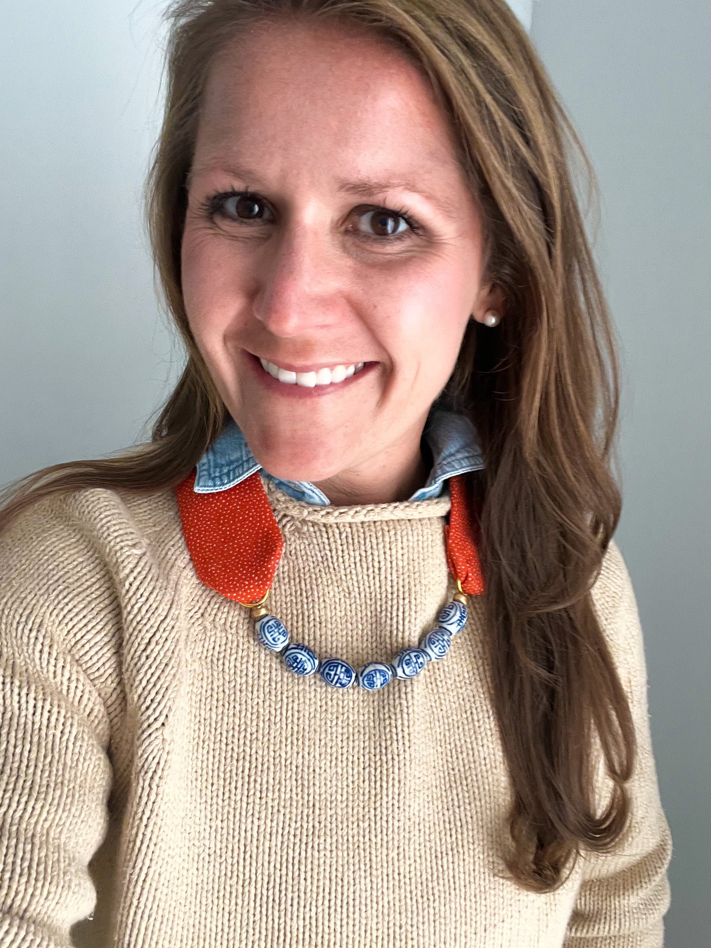 Mary Necklace - Blue + White