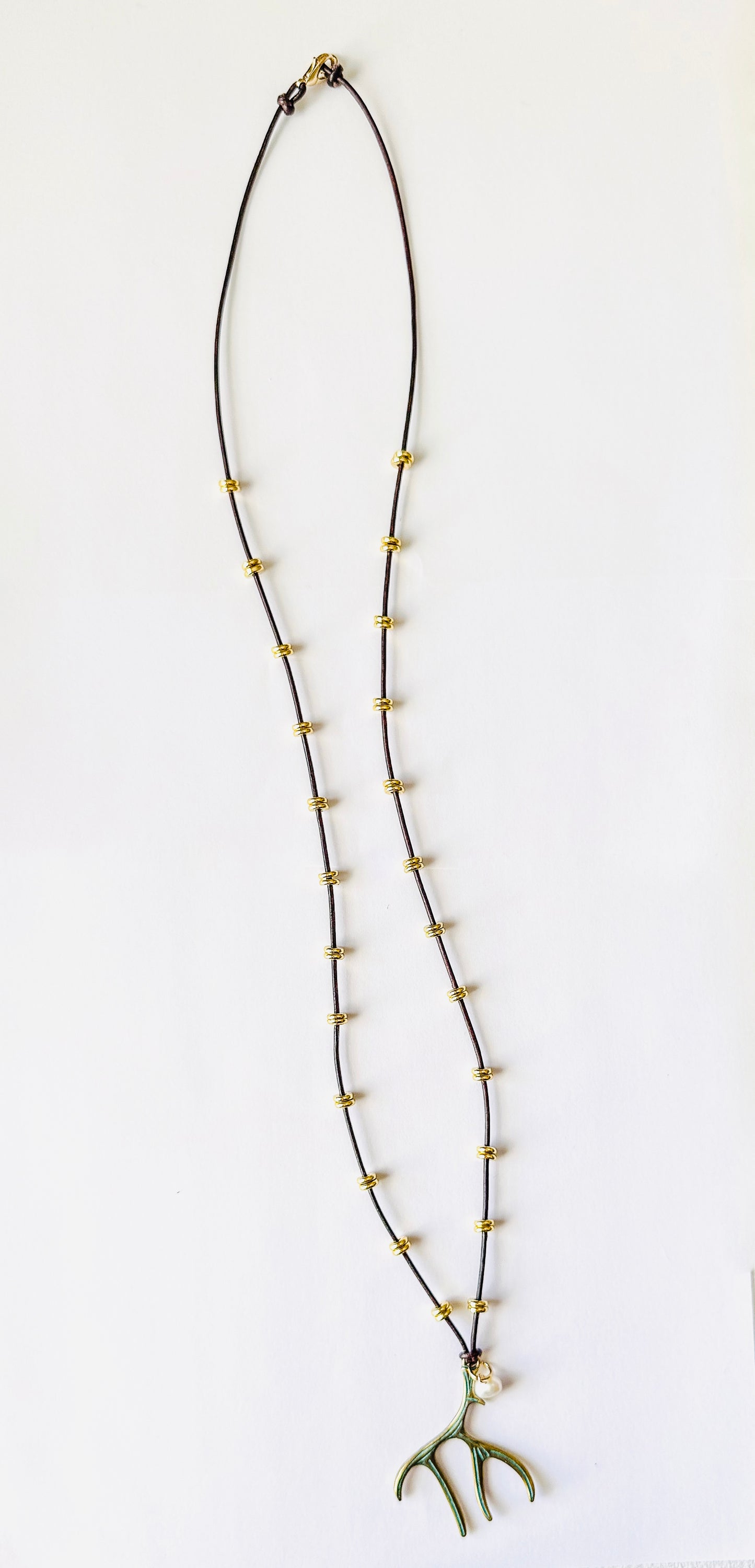 Leather Deer Antler Necklace