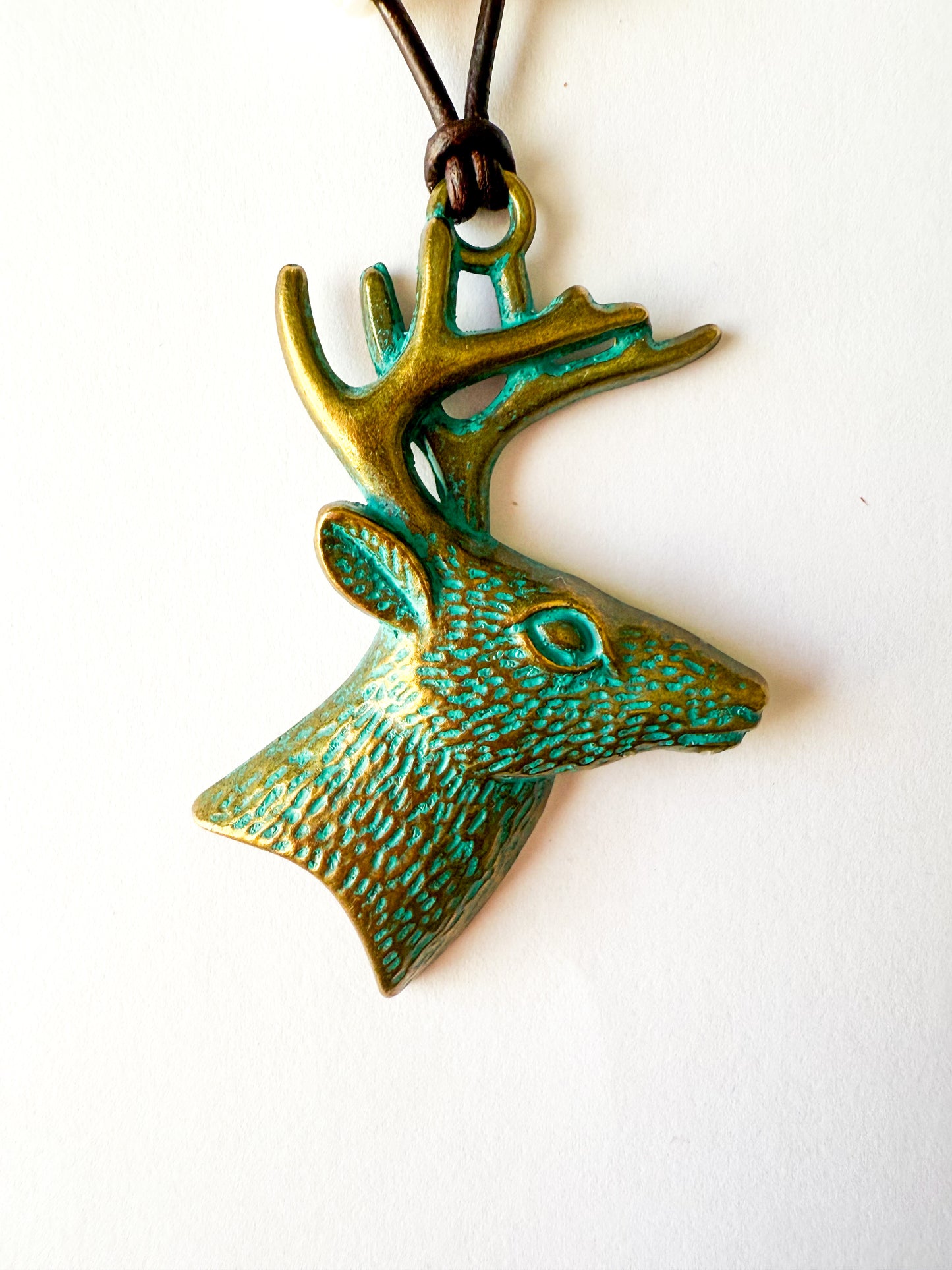 Leather Deer Head Necklace
