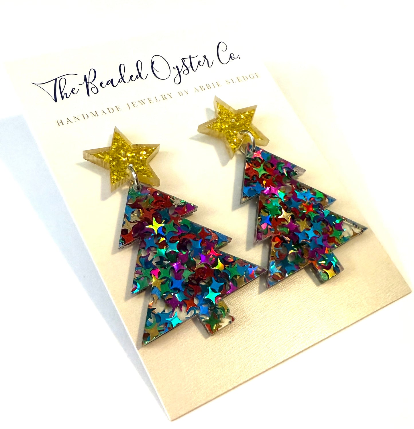 Christmas Tree Earrings- Clear