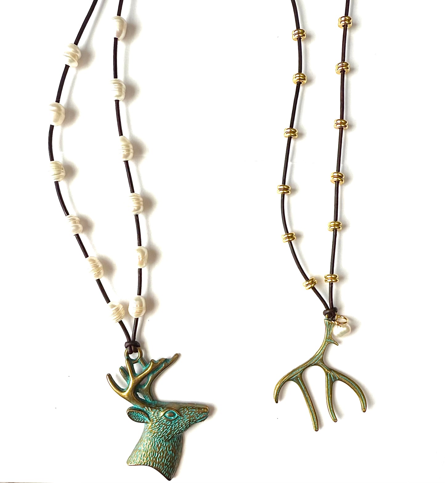 Leather Deer Head Necklace