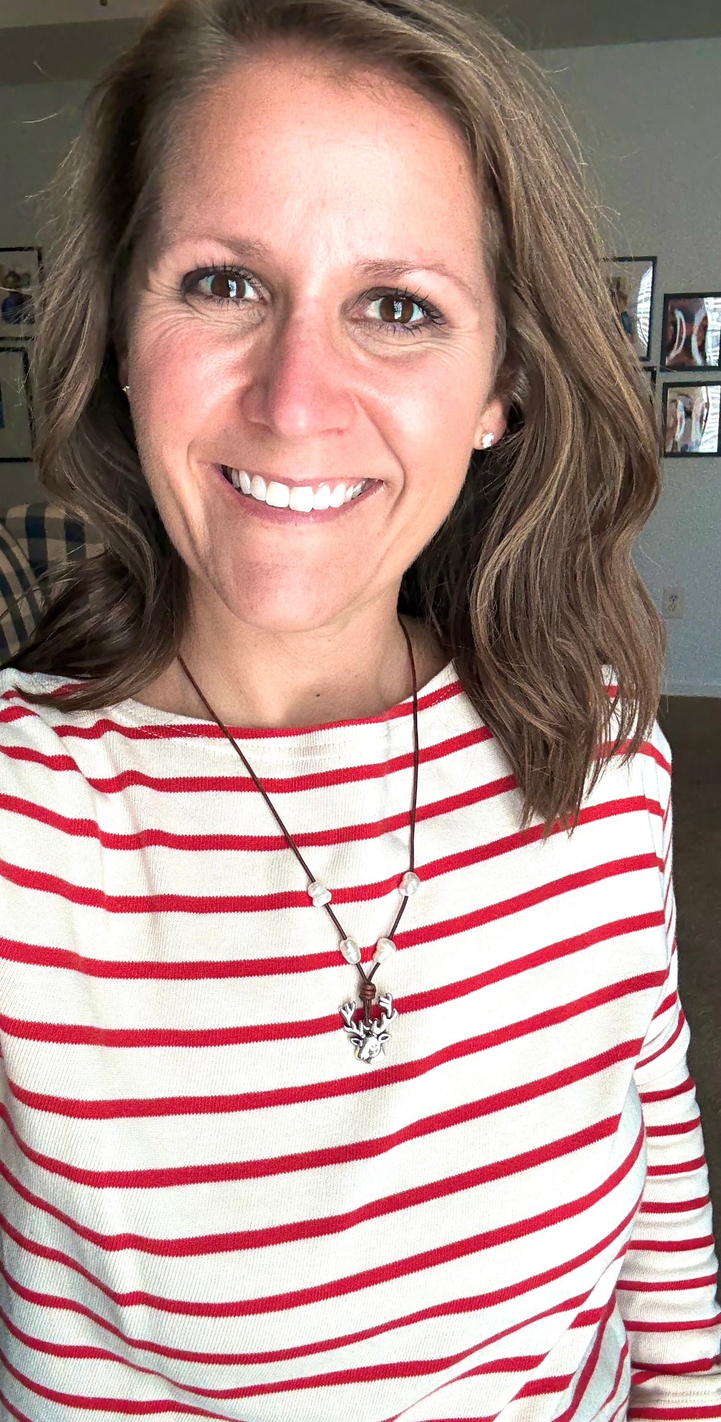 Leather Silver Reindeer Necklace