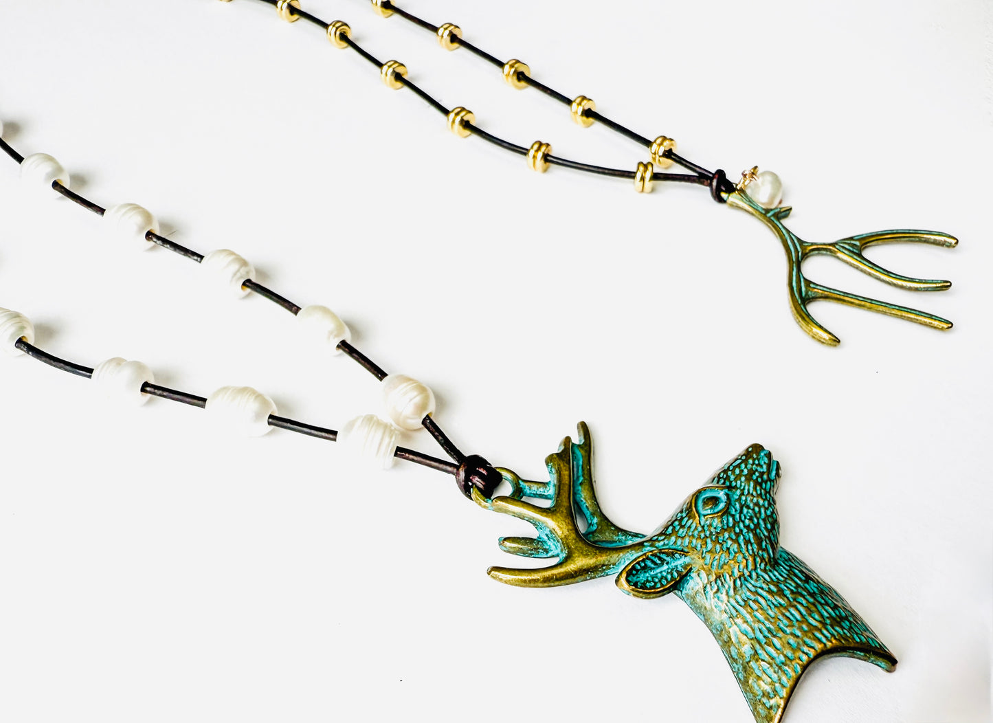 Leather Deer Head Necklace