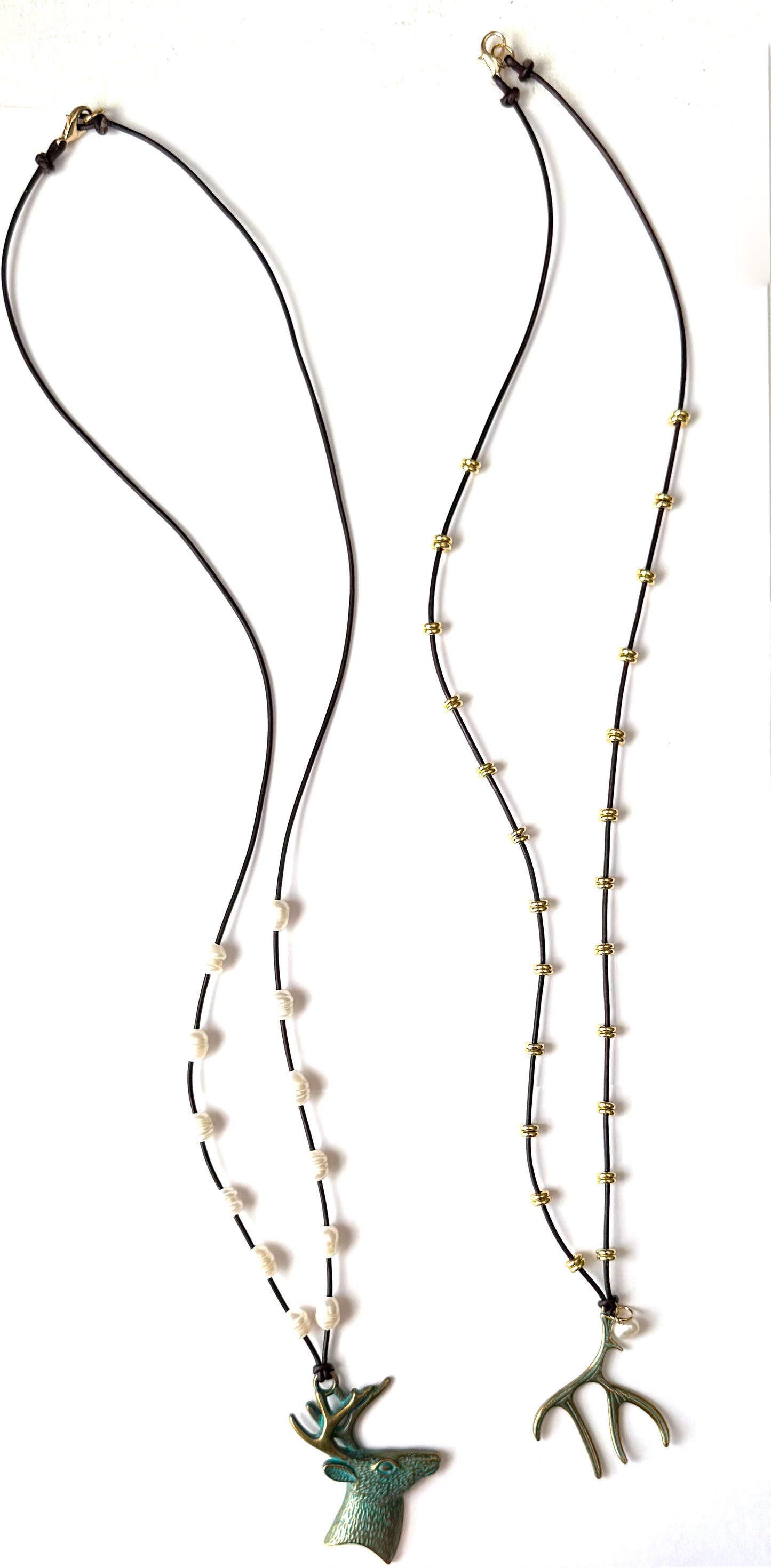 Leather Deer Antler Necklace