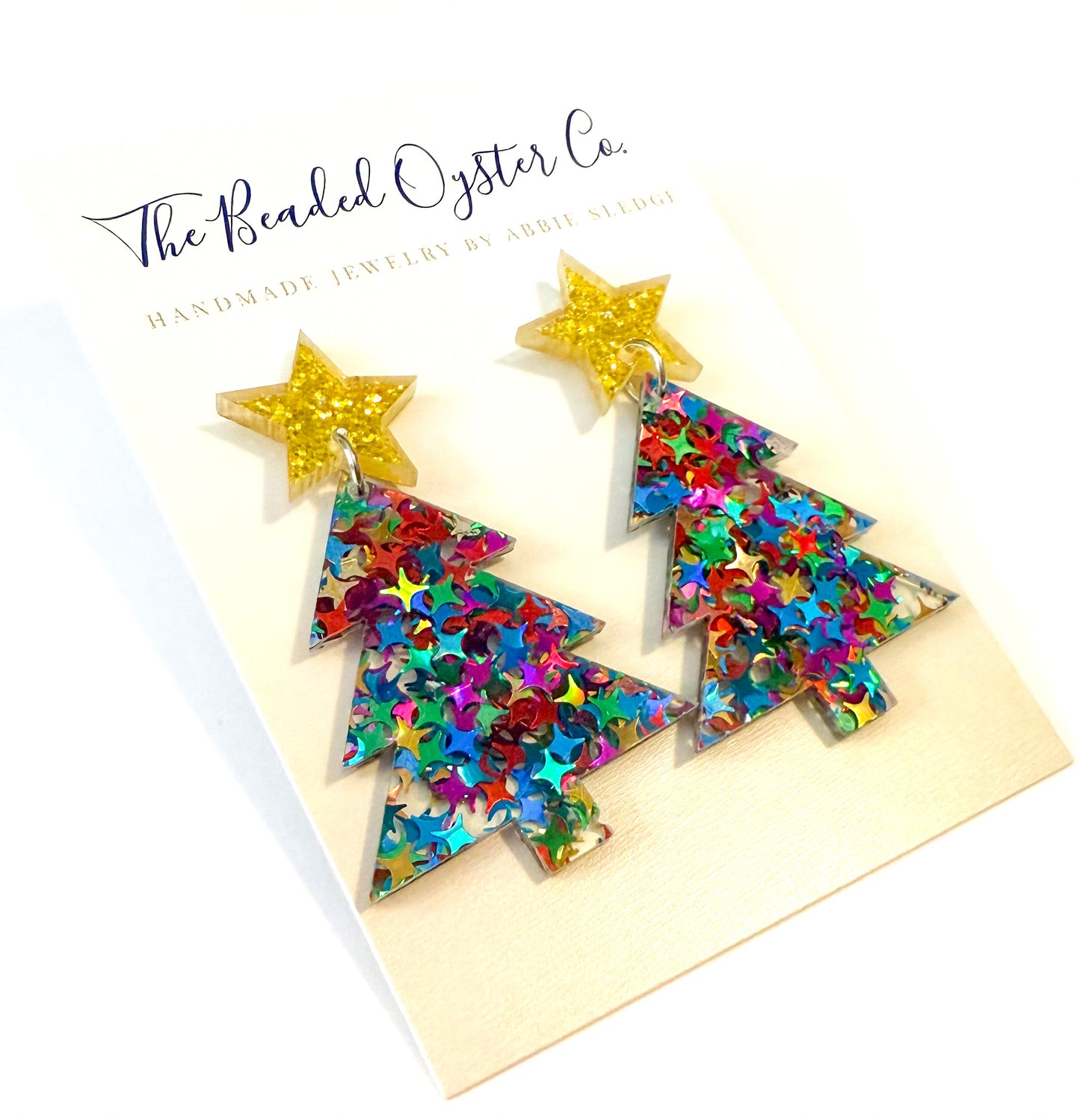 Christmas Tree Earrings- Clear