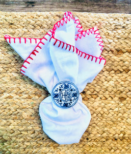 Leather and Blue and White Chinoiserie Napkin Ring