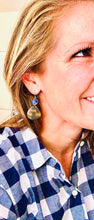 Load image into Gallery viewer, Small Tortoise Shell Teardrop and Chinoiserie Earrings