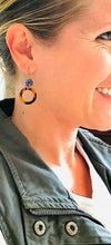 Load image into Gallery viewer, Blue and White Chinoiserie and Tortoise Shell Earrings- Small Hoop